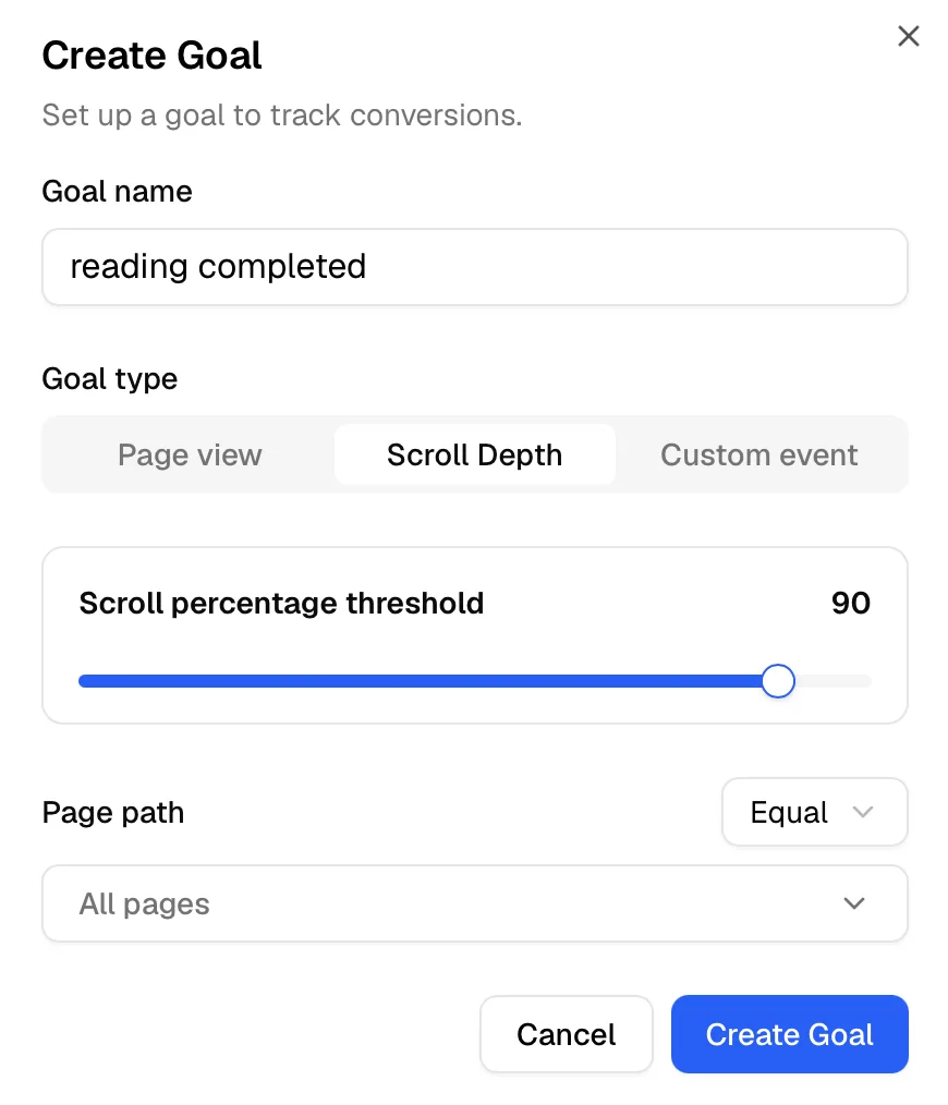 Create goal screen