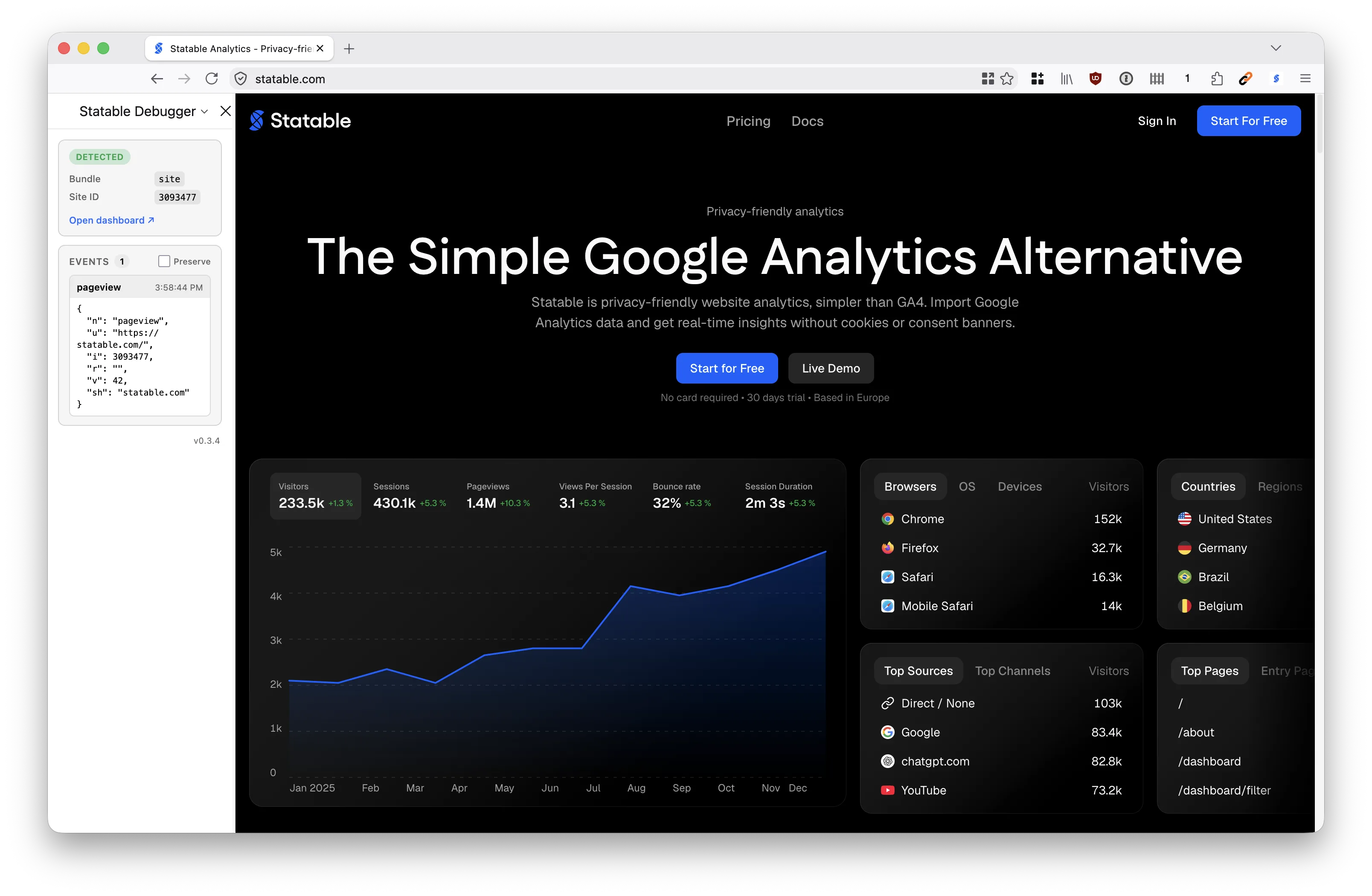 Statable Debugger sidebar in Firefox