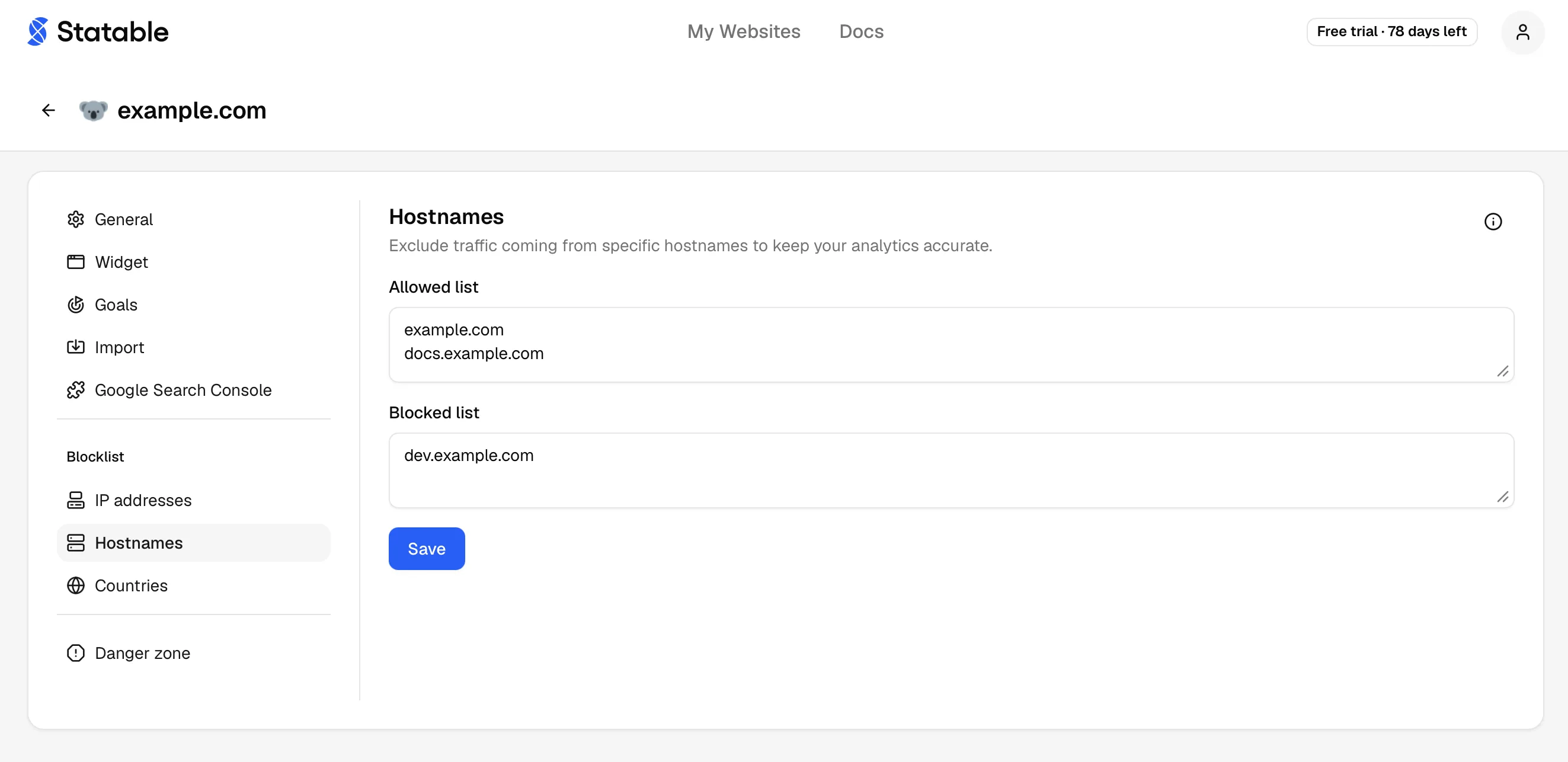 Hostnames blocklist