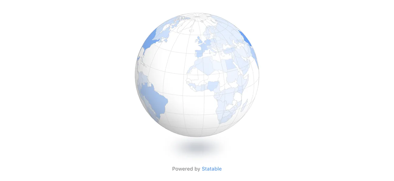 3D globe rotating with city dots