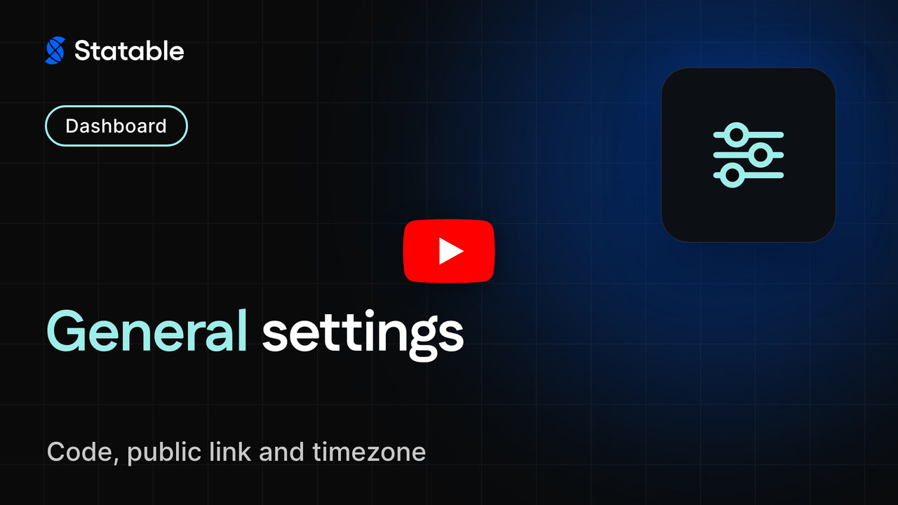 General settings in Statable